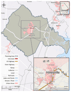 Image displays HAMPO study area for the Regional Freight Plan.